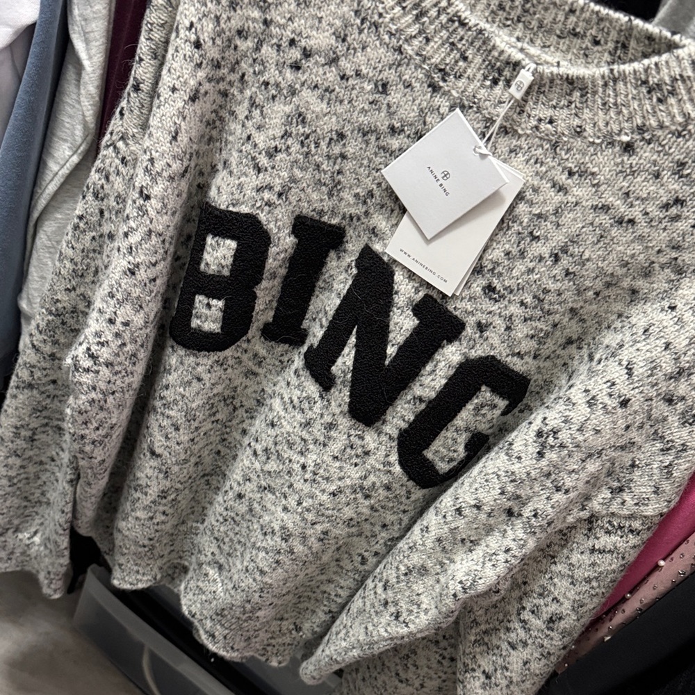 Anine Bing Black and White Speckled Sweater